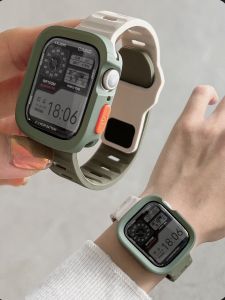 Apple Watch 9 และ 8 Sport Silicone Band Ultra 2 Running Edge-to-Edge Full Coverage Strap สําหรับผู้ชายและผู้หญิง