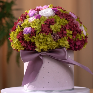 【Local Seller】Purple Pink Preserved Flower Bloom with Eternal Rose Gift for Her Birthday Anniversary Valentines Day