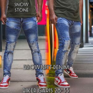 Celana Jeans Sobek Pria Panjang Stretch Melar Denim Tebal Slimfit Skinny Size 28-33 Celana Anak Motor