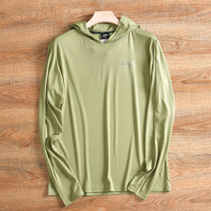 Outdoor Mens Sporty Long Sleeve Base Shirt Sun Protection Quick Dry Breathable T-Shirt Knitted Material Summer Trendy Loose Fit