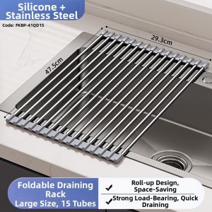 TAOSHI | Foldable Silicone Drain Rack Stainless Steel