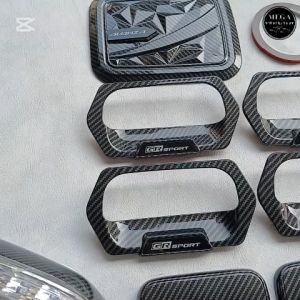 Paket Handle Outer Tank Cover Plus Cover Spion Mobil Avanza Lama 2004 - 2011 Carbon Glossy