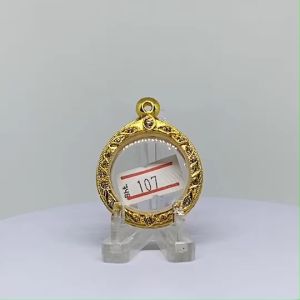 No.A(107) ตลับพระ กรอบพระไมครอนฝังพลอย เหรียญกลม กลม ขนาดวงใน 3.0*3.4 ซม. ขนาดที่ใส่สวย 2.6*3.0 ซม. หรือขนาดพระที่ใกล้เคียง