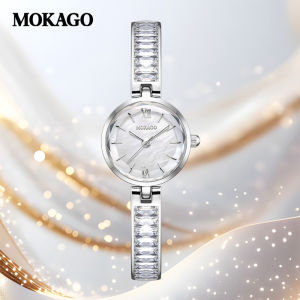 MOKAGO Luxury Copper Chain Square Watch Vintage Quartz Womens WatchBusiness Casual Bracelet Style Waterproof Elegant Design