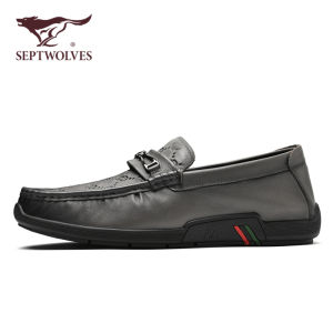 รองเท้าหนังแท้ลำลองสำหรับผู้ชาย ทรงสวมสบาย สีดำ รองเท้าหนังลำลองสำหรับผู้ชาย ฤดูหนาว 2025 รองเท้าสวมสบาย ทรงหัวมน