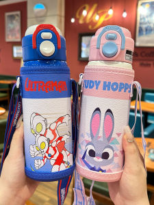 Ultraman Kids Insulated Water Bottle Boys Girls School Special Straw Cup Kindergarten with Cup Holder Anti-fall Portable Cup