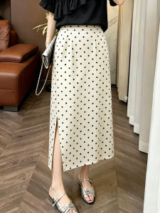 Trendy Epaulet Off-Shoulder Blouse with Polka Dot Skirt Set