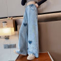 Jeans for Girls New Wide Leg Pants for Kids 6-16yrs Trousers Fashion Loose Casual Denim Pants Jeans Aesthetic Hight Waist Baggy Pants Teens Girls Korean Style Childrens High Quality Pants. 