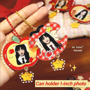 Quả táo dễ thương khung ảnh móc gắn chìa khóa Acrylic Kpop 1-inch thần tượng thẻ ID khung bày ảnh tay áo ba lô Mặt dây chuyền móc chìa khóa