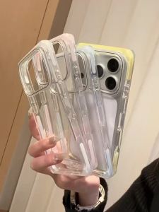 Luxury Ice Cube Square Soft Edge Anti-fall Shockproof Case For iPhone 17 16 15 Pro Max Fashion Candy Color Clear Acrylic Cover