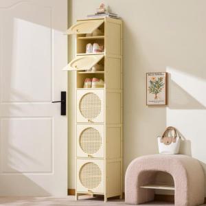 YOUDING | New Style Dopaamine Doorway Simple Dustproof Storage Shoe Rack Modern Bamboo Material Indoor Home Furniture Shoe Cabinet