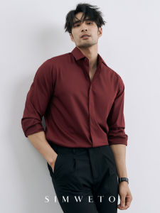 SIMWETO | Smooth No-iron Dress Shirt for Men Red