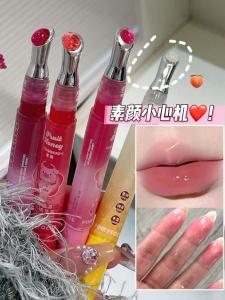 Daimanpu Double Head Lip Glaze Transparent Glass Lip Oil Moisturizing Hydrating Bubble Gloss Lipstick Mirror Water Light Nude