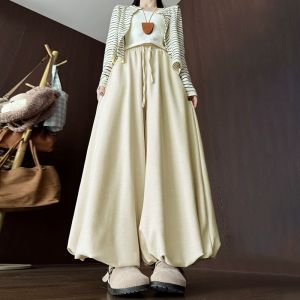 Tobaby Womens Loose Fit Casual Lantern Pants High Waist Polyester Viscose Spandex Blend Floral Bud Design Drapey Slimming