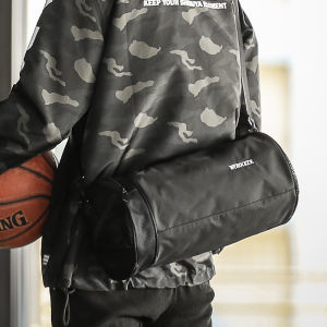 Mens Fitness Bag round Cylinder Crossbody Travel Football Bag Lightweight Dry Wet Separation Sports Bag Nylon Leisure Bag