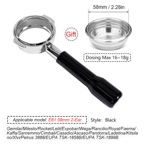 58MM 2 Ears Coffee Bottomless Portafilter Naked For E61 EXPOBAR /Gemilai With Filter Basket Espresso Machine Accessories  Tools