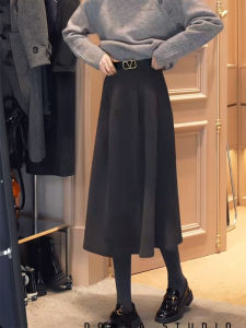 Dona Womens Same Princess Dress for Women Fall and Winter Fancy Elegant Woolen Skirt High Waist A- line Mid-Length Skirt
