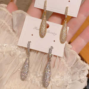 18K Gold Plated Luxury Unique Cute Golden Silver Elegant White Gold Zircon Drop Earring