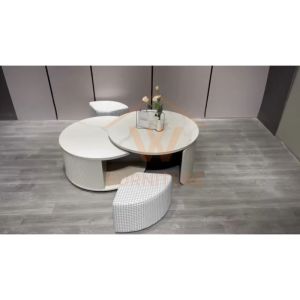WFURNITURE Sintered Stone Ceramic 2in1 Coffee Table with stool /quality marble Round Coffee Table/Meja Kopi Ceramic 咖啡桌