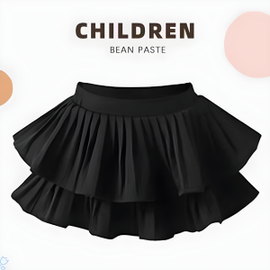 Girls White Puffy Skirt Cake Style Pleated Performance Skirt Pants High Waist Bicolor Spring Autumn Winter Polyester Fiber