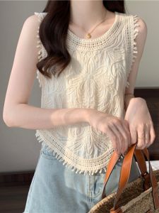 Áo Vest Ren Viền Hàn Quốc Cỡ Lớn Cho Nữ Mùa Hè Mới Thiết Kế Không Đều Đan Xen Ren Áo Lót Thường Ngày