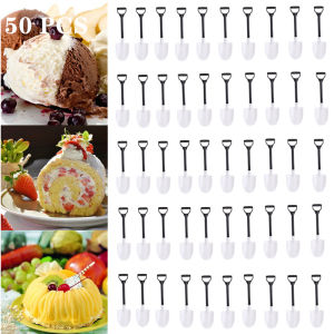 Dessert Spoon Mini Shovel Spoon Potted Ice Cream Cake Spoon For Kids Dessert Tea Coffee Spoons Disposable Party Supplies 50pcs