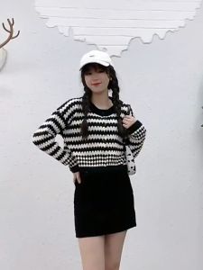 Jaket Rajut Longgar Model Baru Gaya Korea Atasan Pendek Motif Berlian