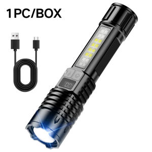 Others | White Laser Zoom Flashlight with Four Adjustable Levels Battery Level Display Portable Outdoor High-Intensity Lighting
