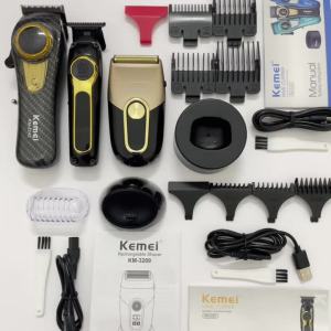 Kemei | Kemei Rechargeable Hair Clippers Kit Professional DLC Blade Electric Trimmer Men Barber Cordless Shaver KM-2242 KM-2351 KM-3209