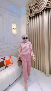 youras setelan wanita kaos knit rajut import salur terbaru terlaris termurah cod