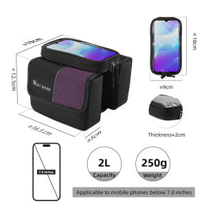 WEST BIKING 2L Bicycle Bag Touchscreen Bike Tube Bag 4.8-7" Phone Bag Front Road Bicycle Bag Cycling Bag Bike Accessories