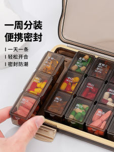 Pill Box Portable Seven Days a Week Morning Middle and Night Medicine Compartment Box 7 Days Large Capacity Dispenser Medicine Reminder Box