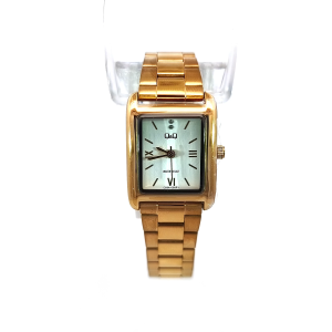 Q&Q Classic Gold-Tone Rectangular Quartz Watch (C69A-008PY)