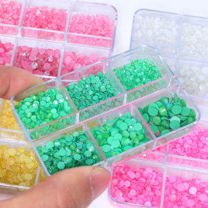 Bộ 1440 Viên Đá Pha Lê Thủy Tinh Trang Trí Móng Tay Nhiều Kích Cỡ SS6-SS20 Phụ Kiện Làm Thủ Công DIY Dán Keo Hộp Sang Trọng Lấp Lánh