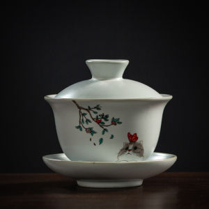 Blue Moon Ru Kiln Tea Bowl Ceramic Tea Set Single Piece Gongfu Tea Brewing Ice Crack Glaze Retro Style Tea Cup for Tea Lovers