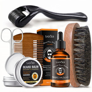 SADOER | Mens Beard Care Set Beard Oil Beard Balm Moisturizing Nourishing Softening and Smoothing with Trimming Tools & Bear