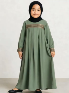 Zaskia Baju Gamis Anak Bahan Ceruty Babydoll Mix Renda Umur 6 TH Sampai 13 TH