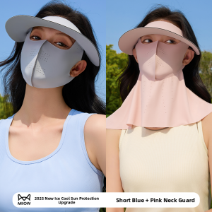 MiiOW | Cat Person Full Face Sun Protection Mask Women Summer UV Protection Hat Sports Cycling Sunshade Cap Mask Two-In-One Casual Style