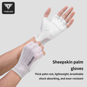 TOSUOD Bicycle Sheepskin Riding Gloves Half-Finger Summer Road and Mountain Bike Short Finger Gear Breathable