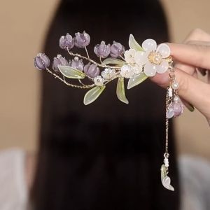 Chinese Ancient Style Purple Linglan Side Barrettes Fancy Fairy Temperamental Classical Hanfu Chinese Style Adult Hair Top Clip New Arrival