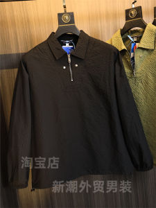 Lightweight Bubble Cloth Waterproof Autumn Mens Solid Color Outdoor Collar Long Sleeve POLO Fashion Urban Business Casual Style