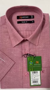 Sơ Mi Caro Tay Ngắn Màu Hồng Form Tailor Fit Chống Nhăn Lai Ngang - Áo Nam Khatoco