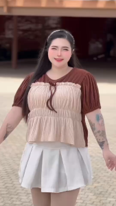 B5 เสื้อสไตล์เกาหลีน่ารัก-สาวอวบ อก 40-50 ใส่ได้เนื้อผ้าท๊อฟฟี่ผ้านิ่มใส่สบาย