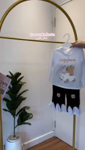 ชดเซ็ต2ชิ้น เสื้อผ้าเด็กผู้หญิง ลายคาปิบาร้าแฟชั่นสุดน่ารัก น้ำหนัก10-30กิโล รหัสCR