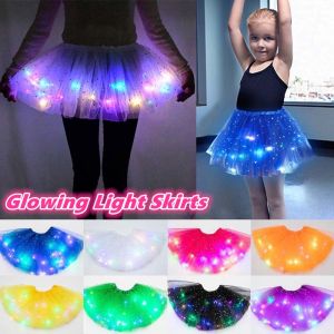 LED Glowing Light Skirts Fairy Costume For Girl Light Up Princes Skirt Glow Party Costume Cosplay