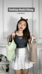 ONEFASHIONMALL Tanktop Bra BH Model Silang X Sport Wanita Tanpa Kawat Tank Top Crop Elastis BR045