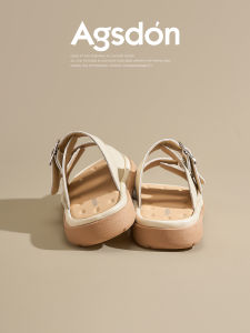 Agsdon | Thick Sole Soft Bottom White Slip-on Summer Sandals