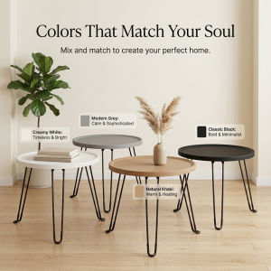 LALA Coffee Table Foldable Modern Round Side Table Portable Tea Table Sofa Side Bedside Living Room Bedroom Balcony Small Apartment Furniture