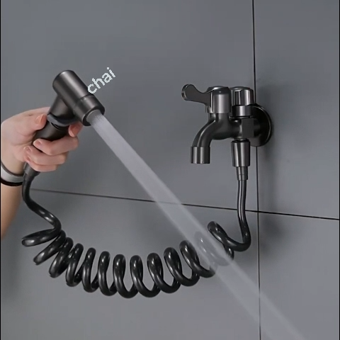 High Pressure Bidet Spray Toilet Set For Bathroom Toilet Kitchen Bidet Double-Hole Faucet