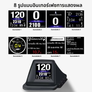 Head UP Display OBD2 + GPS ออนบอร์ด อุปกรณ์เสริมรถยนต์โปรเจ็คเตอร์เทอร์โบ HUD แรงดันน้ำมันอุณหภูมิน้ำ GPS